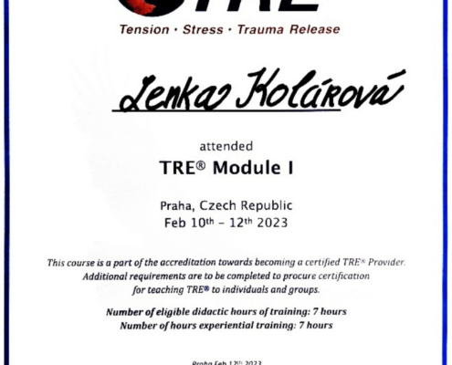 Lenka Kolárová TRE certifikát