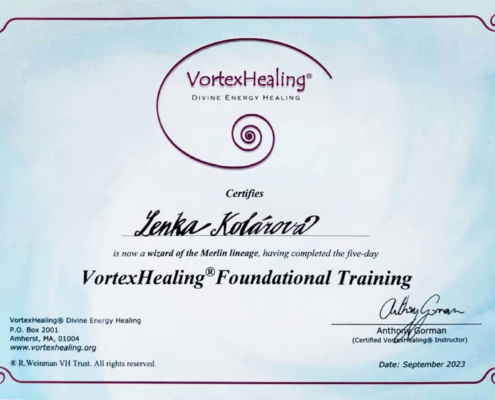 Lenka Kolárová Vortexhealing Foundational Training certifikát