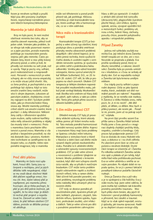 Medunka 2- Kraniosakrální terapie a léčba porodního traumatu